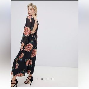 ASOS floral cropped wide leg jumpsuit